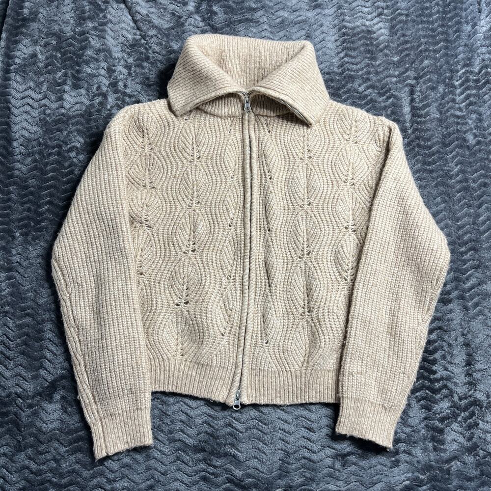 TRUTH By Republic tan full Zip knit Sweatshirt long sleeves Size Medium